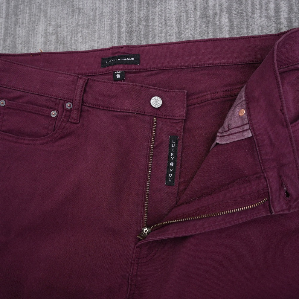 Lucky Brand 121 Heritage Slim Burgundy Stretch Jeans Mens 40x32 Fit 41X32.5 - Picture 8 of 12